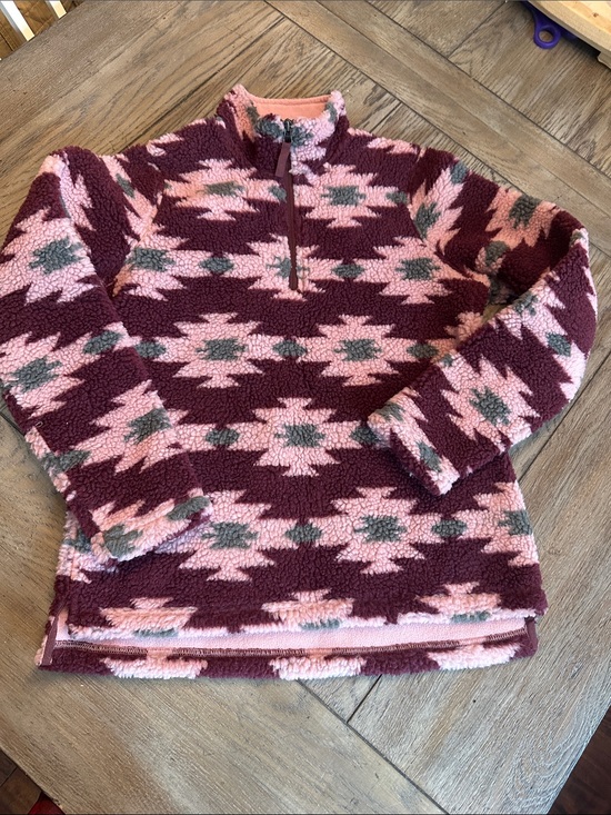 Orvis Jackets & Blazers - Orvis Aztec Southwest Deep Pile Sherpa Fleece Quarter Zip Pullover Pink Small NW
